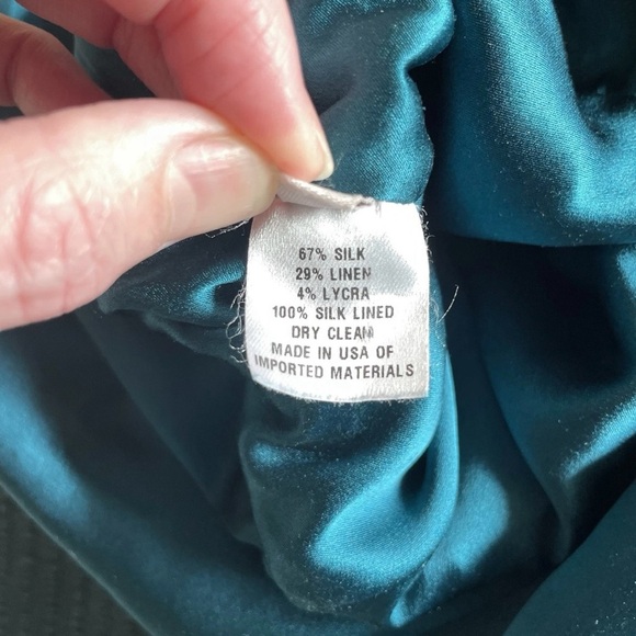 Lela Rose Silk Linen Textured Dark Teal Blue Short Sleeveless Mini Dress Size 6 - Picture 14 of 14